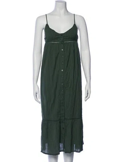 Pre-owned Ba&sh V-neck Midi Length Dress In Green
