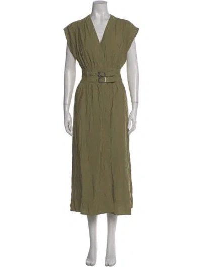 Pre-owned Ba&sh V-neck Midi Length Dress In Green