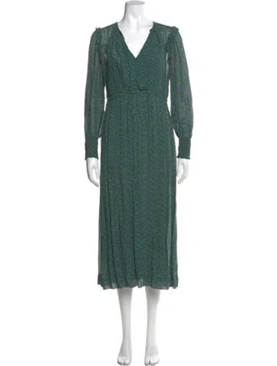 Pre-owned Ba&sh V-neck Midi Length Dress In Green