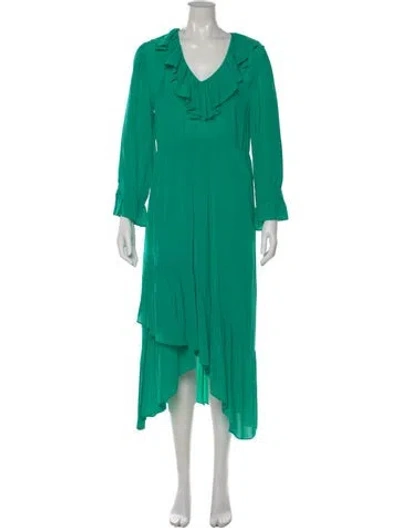 Pre-owned Ba&sh V-neck Midi Length Dress In Green