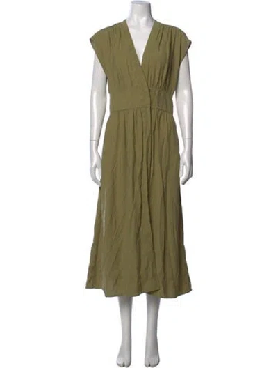 Pre-owned Ba&sh V-neck Midi Length Dress In Green