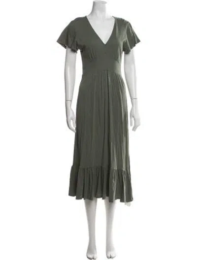 Pre-owned Ba&sh V-neck Midi Length Dress In Green