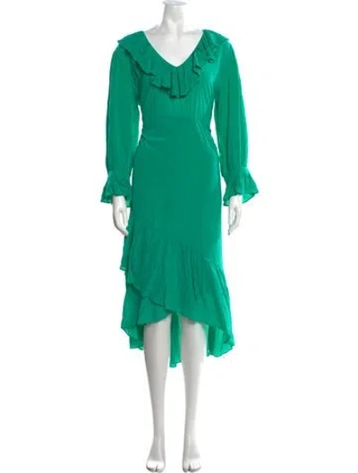 Pre-owned Ba&sh V-neck Midi Length Dress In Green