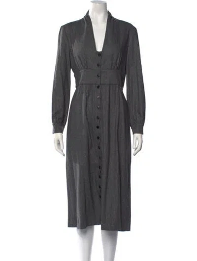 Pre-owned Ba&sh V-neck Midi Length Dress In Grey