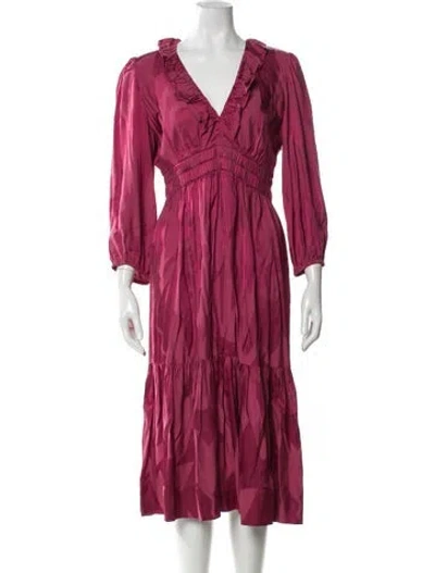 Pre-owned Ba&sh V-neck Midi Length Dress In Pink