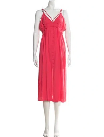 Pre-owned Ba&sh V-neck Midi Length Dress In Pink