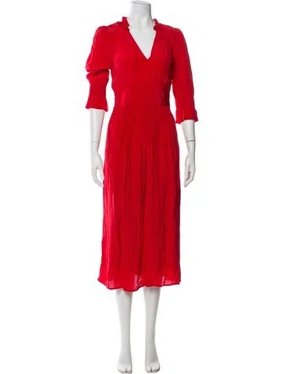 Pre-owned Ba&sh V-neck Midi Length Dress In Red