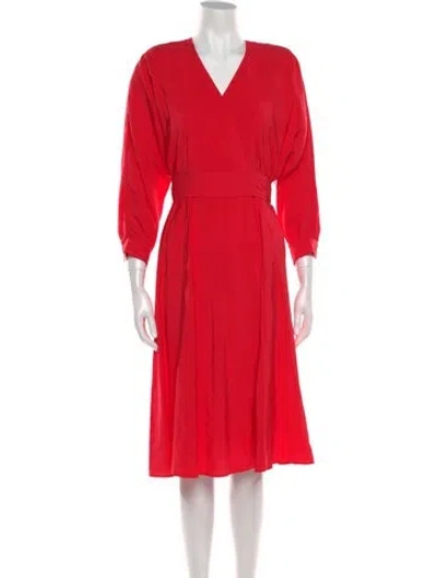 Pre-owned Ba&sh V-neck Midi Length Dress In Red