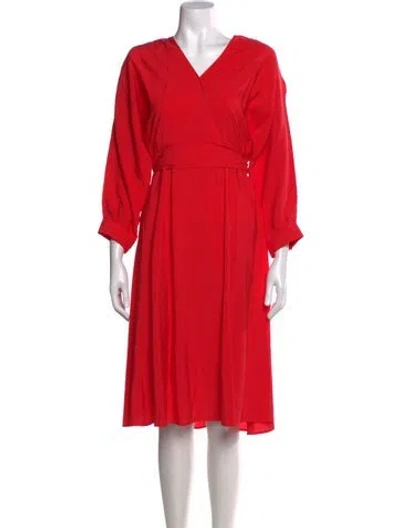 Pre-owned Ba&sh V-neck Midi Length Dress In Red