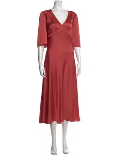 Pre-owned Ba&sh V-neck Midi Length Dress In Red