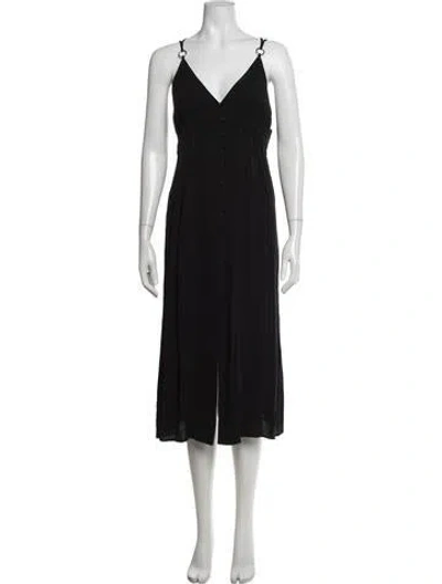Pre-owned Ba&sh V-neck Midi Length Dress W/ Tags In Black