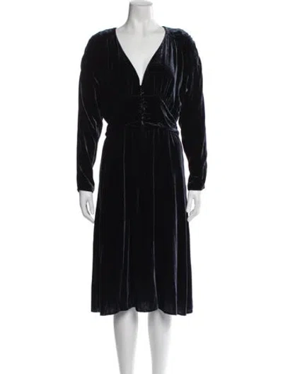 Pre-owned Ba&sh V-neck Midi Length Dress W/ Tags In Blue