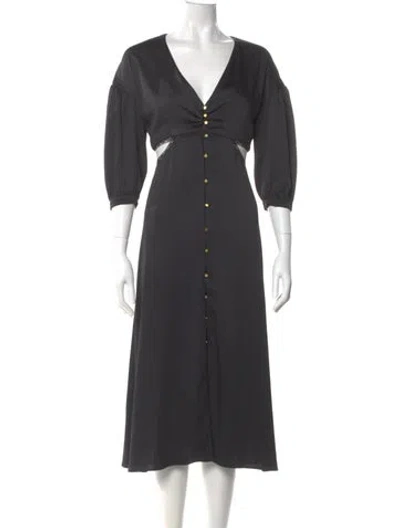 Pre-owned Ba&sh V-neck Midi Length Dress W/ Tags In Gray