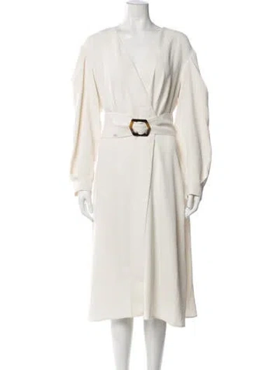 Pre-owned Ba&sh V-neck Midi Length Dress W/ Tags In Neutral