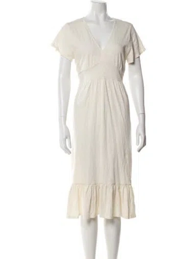 Pre-owned Ba&sh V-neck Midi Length Dress In White