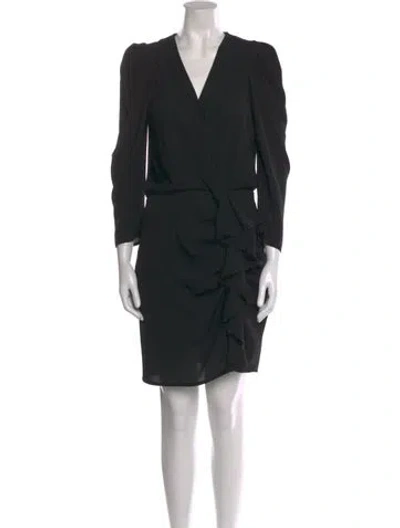Pre-owned Ba&sh V-neck Mini Dress In Black