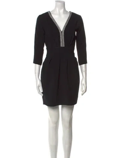 Pre-owned Ba&sh V-neck Mini Dress In Black
