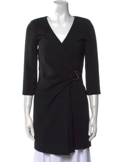 Pre-owned Ba&sh V-neck Mini Dress In Black