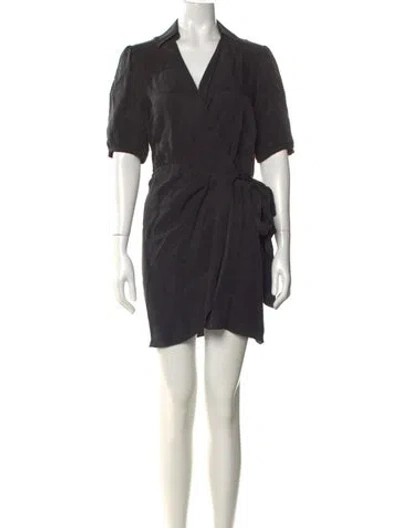 Pre-owned Ba&sh V-neck Mini Dress In Black