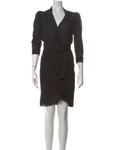Pre-owned Ba&sh V-neck Mini Dress In Black