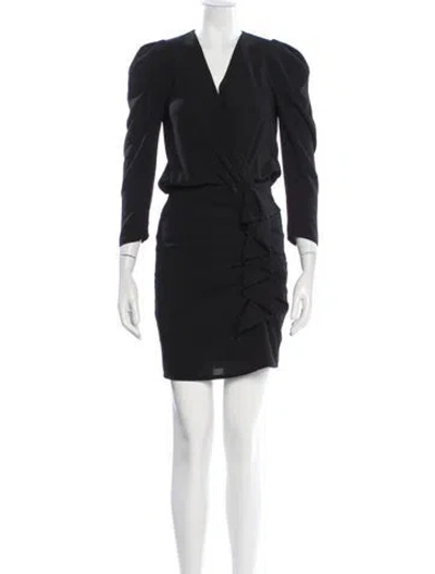 Pre-owned Ba&sh V-neck Mini Dress In Black