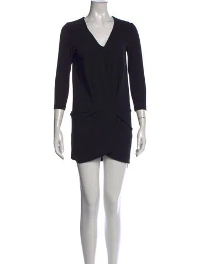 Pre-owned Ba&sh V-neck Mini Dress In Black