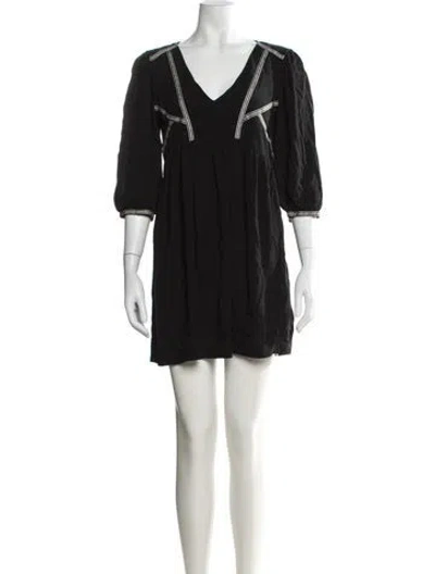 Pre-owned Ba&sh V-neck Mini Dress In Black