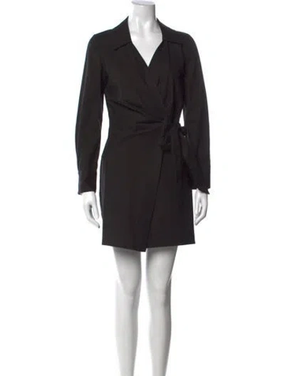 Pre-owned Ba&sh V-neck Mini Dress In Black
