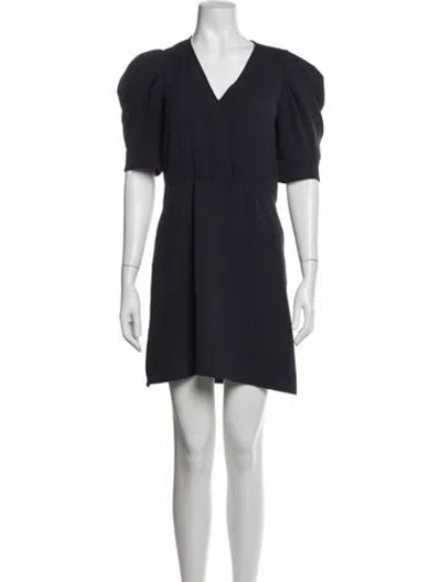 Pre-owned Ba&sh V-neck Mini Dress In Black/blue