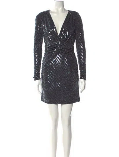 Pre-owned Ba&sh V-neck Mini Dress In Blue