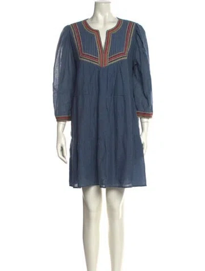 Pre-owned Ba&sh V-neck Mini Dress In Blue