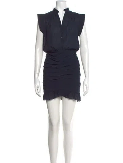 Pre-owned Ba&sh V-neck Mini Dress In Blue