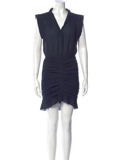 Pre-owned Ba&sh V-neck Mini Dress In Blue