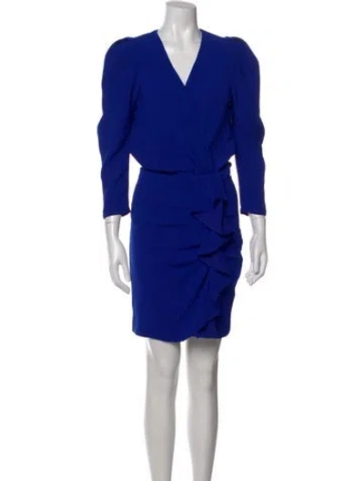 Pre-owned Ba&sh V-neck Mini Dress In Blue