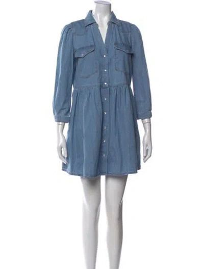 Pre-owned Ba&sh V-neck Mini Dress In Blue