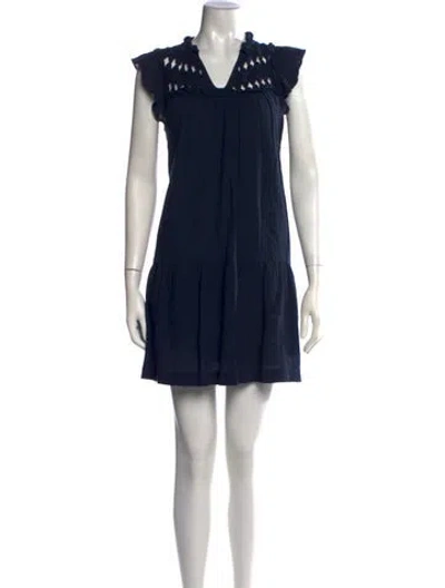 Pre-owned Ba&sh V-neck Mini Dress In Blue