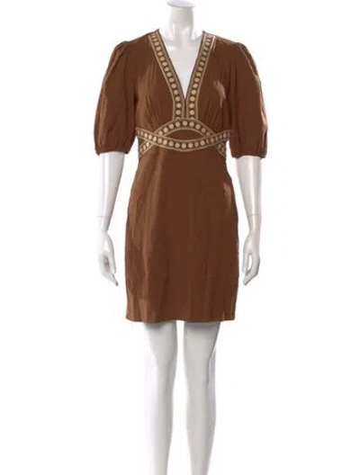 Pre-owned Ba&sh V-neck Mini Dress In Brown