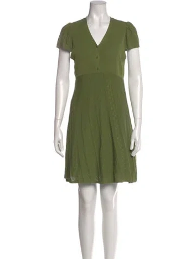 Pre-owned Ba&sh V-neck Mini Dress In Green