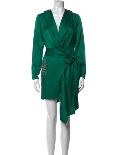 Pre-owned Ba&sh V-neck Mini Dress In Green