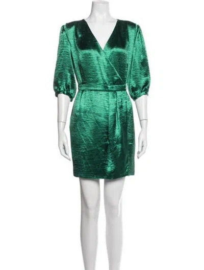 Pre-owned Ba&sh V-neck Mini Dress In Green