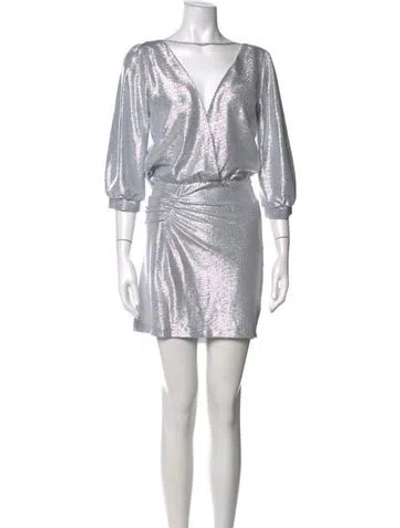 Pre-owned Ba&sh V-neck Mini Dress In Multicolor