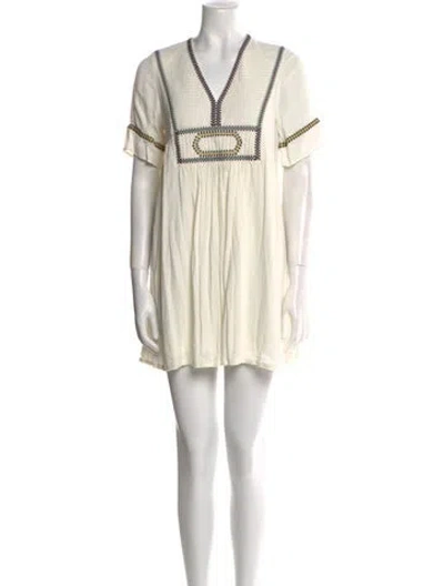 Pre-owned Ba&sh V-neck Mini Dress In Neutral