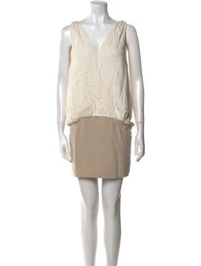 Pre-owned Ba&sh V-neck Mini Dress In Neutral