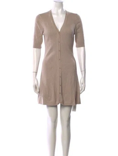 Pre-owned Ba&sh V-neck Mini Dress In Neutral