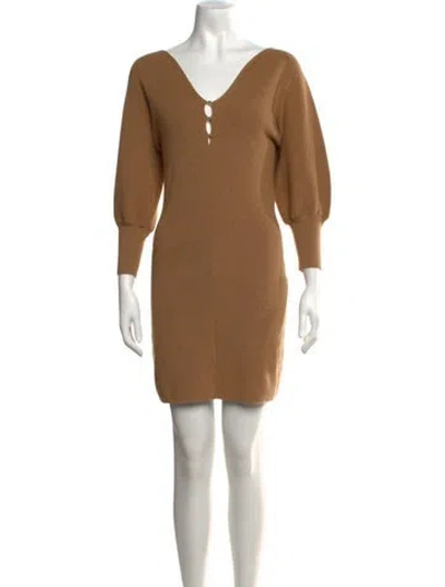 Pre-owned Ba&sh V-neck Mini Dress In Neutrals
