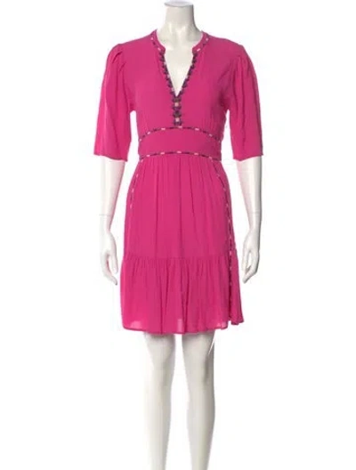 Pre-owned Ba&sh V-neck Mini Dress In Pink