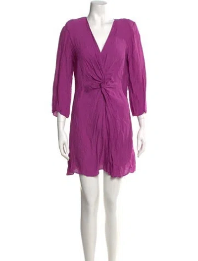 Pre-owned Ba&sh V-neck Mini Dress In Purple