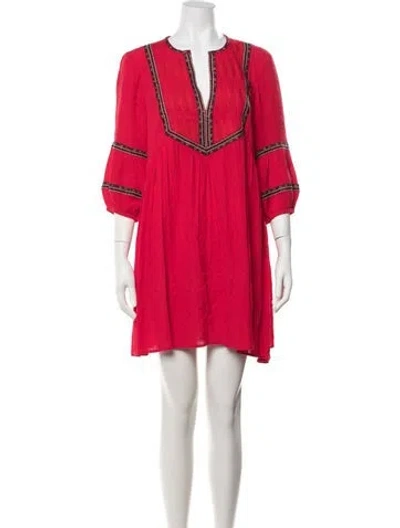 Pre-owned Ba&sh V-neck Mini Dress In Red