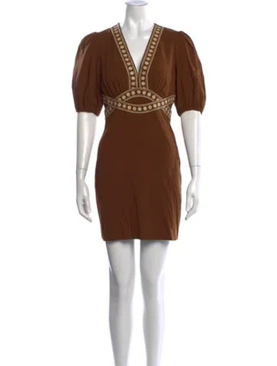 Pre-owned Ba&sh V-neck Mini Dress W/ Tags In Brown