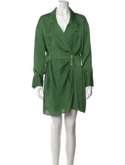 Pre-owned Ba&sh V-neck Mini Dress W/ Tags In Green